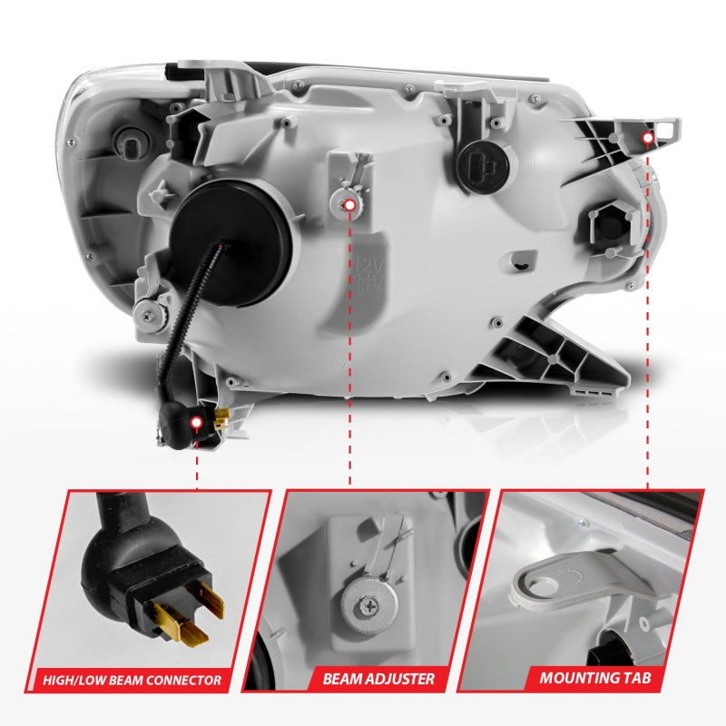 ANZO 111556 12-15 Toyota Tacoma Projector Headlights - w/ Light Bar Switchback Black Housing