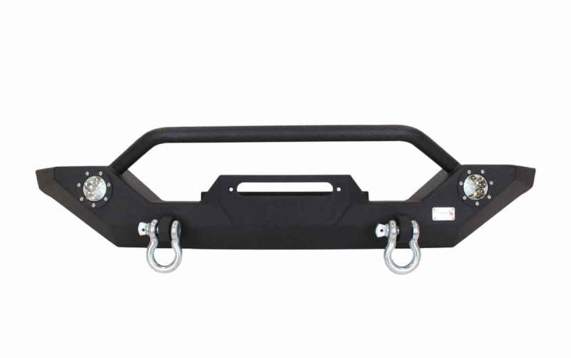 Fishbone Offroad FB22016 87-06 Jeep TJ/YJ Wrangler TJ/YJ Steel Front Bumper W/LEDs - Blk Textured Powercoat