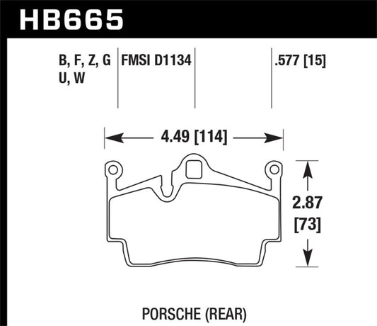 Hawk Performance HB665Z.577 Hawk 2014-2015 Porsche Cayman Performance Ceramic Street Rear Brake Pads