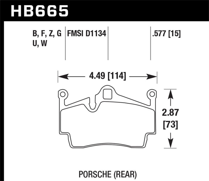Hawk Performance HB665Z.577 Hawk 2014-2015 Porsche Cayman Performance Ceramic Street Rear Brake Pads