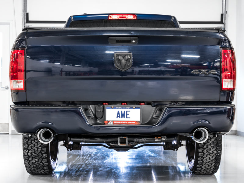 AWE Tuning 3015-32002 09-18 RAM 1500 5.7L (w/Cutouts) 0FG Dual Rear Exit Cat-Back Exhaust - Chrome Silver Tips