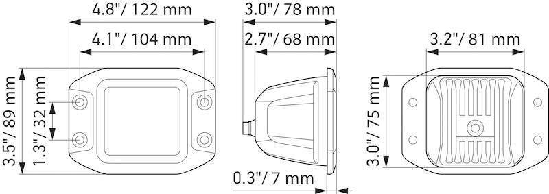 Hella 358176831 Universal Black Magic 3.2in L.E.D. Cube Kit - Flood Beam (Flush Mount)