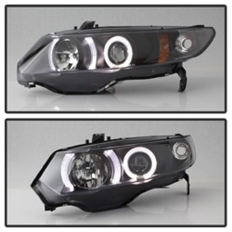 SPYDER 5010780 Spyder Honda Civic 06-08 2Dr Projector Headlights LED Halo Black High H1 Low H1 PRO-YD-HC06-2D-HL-BK