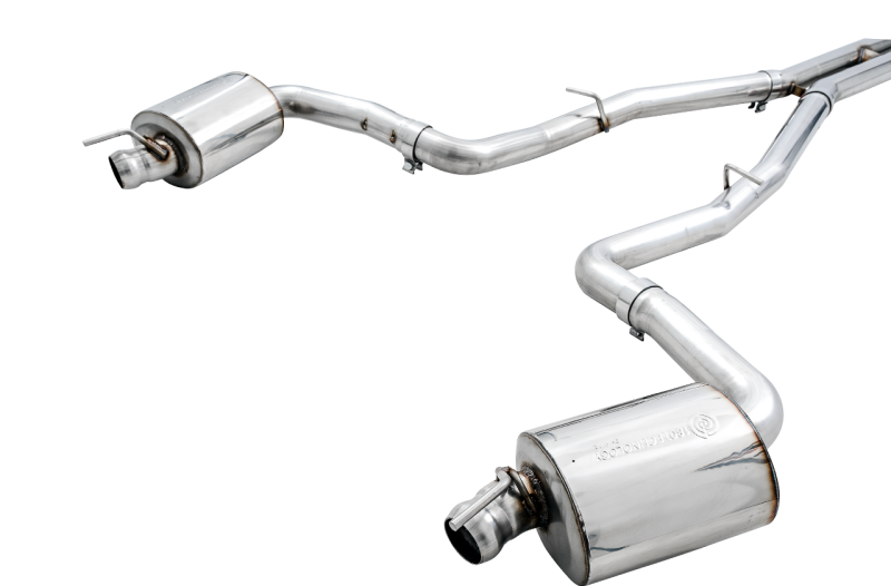 AWE Tuning 3020-42076 2017+ Challenger 5.7L Touring Edition Exhaust - Non-Resonated - Chrome Silver Quad Tips