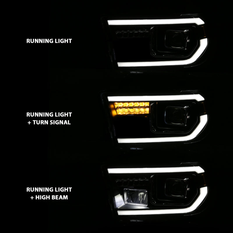 ANZO 111447 2007-2014 Toyota Tundra Projector Light Bar H.L Black Amber(Led High Beam) (Halogen Version)