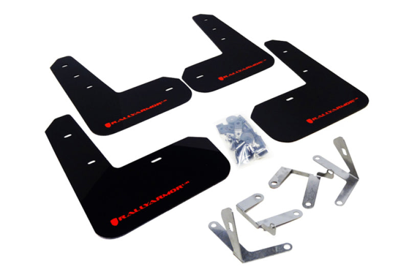 Rally Armor MF23-UR-BLK/RD 13-17 Subaru BRZ/Toyota FR-S Black UR Mud Flap w/Red Logo