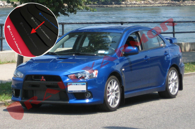 Rally Armor MF10-UR-BLK/GRY 08-17 Mitsubishi EVO X Black UR Mud Flap w/ Grey Logo