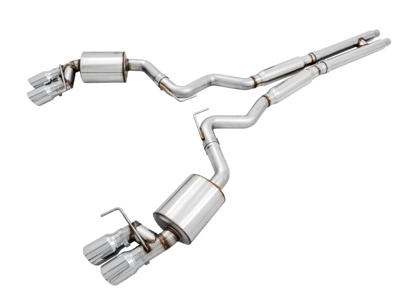 AWE Tuning 3015-42102 2018+ Ford Mustang GT (S550) Cat-back Exhaust - Touring Edition (Quad Chrome Silver Tips)