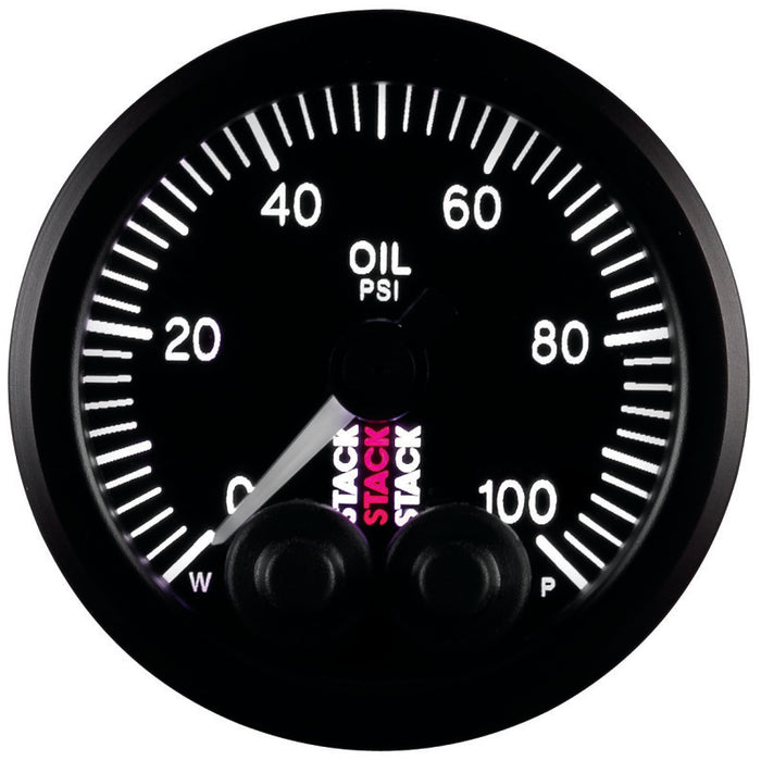 AutoMeter ST3502 Autometer Stack Instruments Pro Control 52mm 0-100 PSI Oil Pressure Gauge - Black (1/8in NPTF Male)