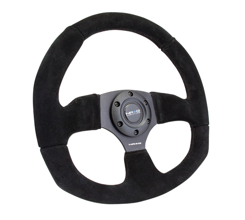 NRG RST-009S Reinforced Steering Wheel (320mm Horizontal / 330mm Vertical) Black Suede w/Black Stitching
