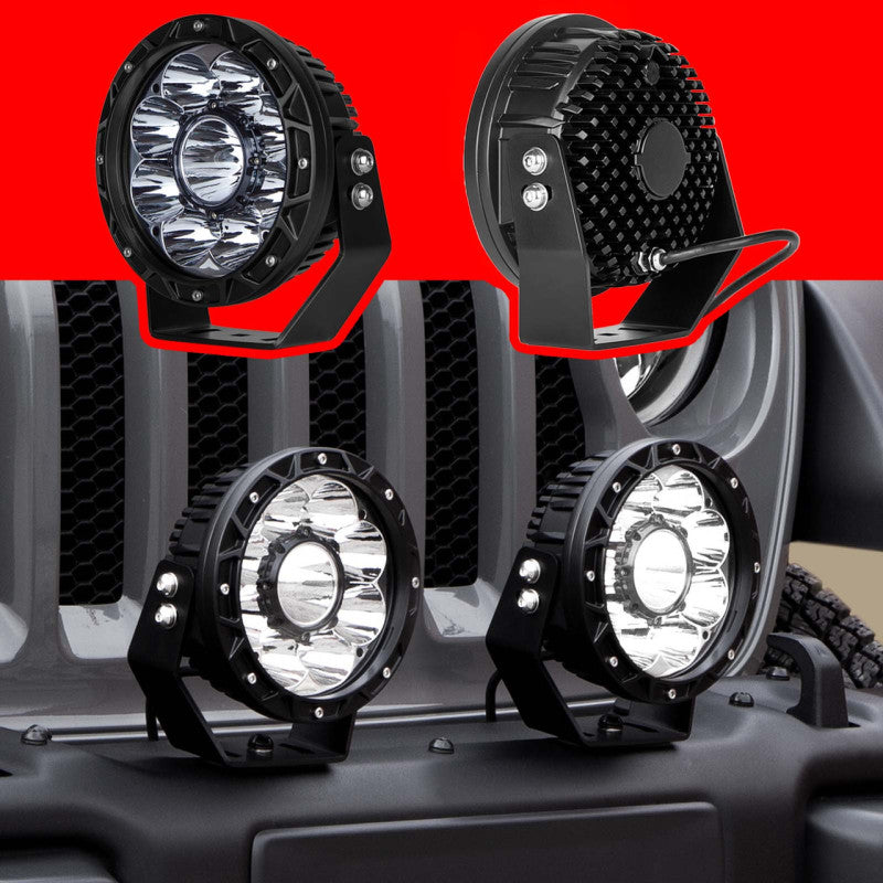 XKGLOW XK066007 XK Glow Combo Beam Offroad Round Work Light Kit 2pc 7in 44W