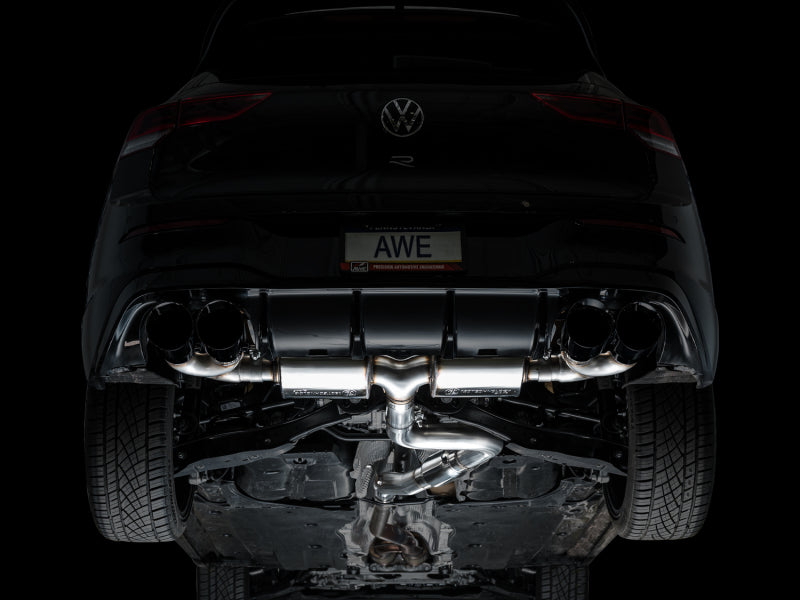 AWE Tuning 3015-43658 AWE MK8 Volkswagen Golf R 3in Touring Edition Quad Exhaust - Diamond Black Tips