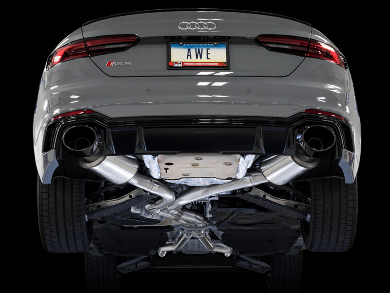 AWE Tuning 3015-33114 Audi B9 RS 5 Sportback Touring Edition Exhaust-Non Resonated- Diamond Black RS Style Tips