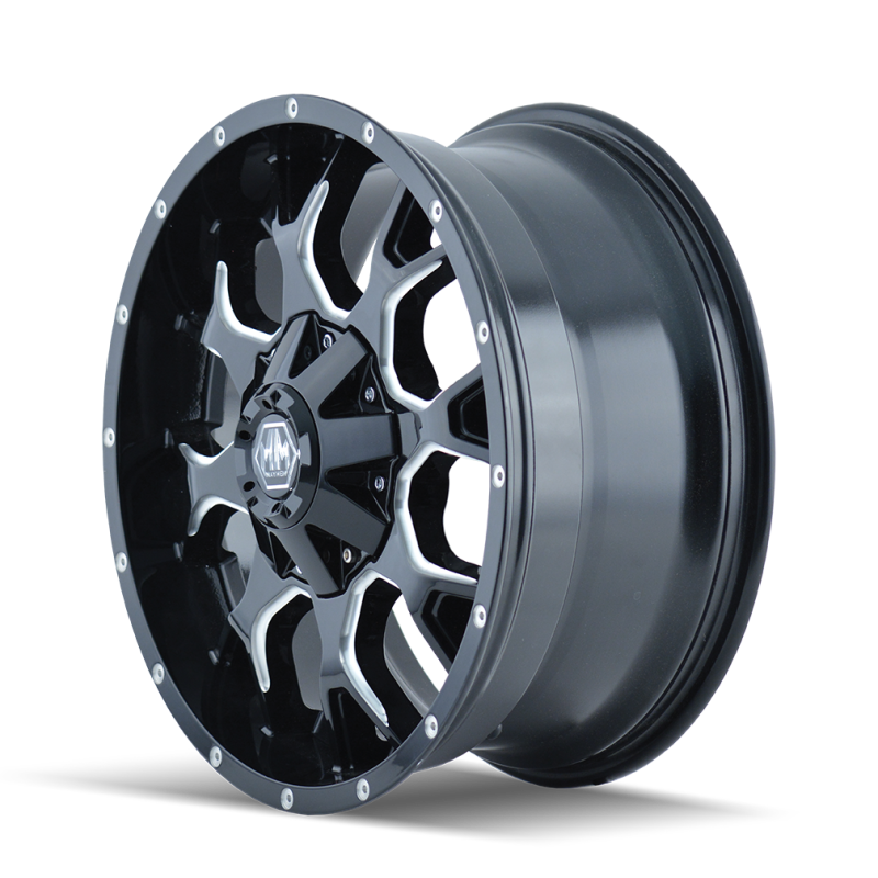 Mayhem 8015-2952M 8015 Warrior 20x9 / 5x127 BP / 0mm Offset / 87mm Hub Black w/ Milled Spokes Wheel