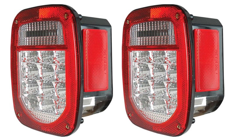 ANZO 861082 1976-1985 Jeep Wrangler LED 2 Lens - Red/Clear, Chrome