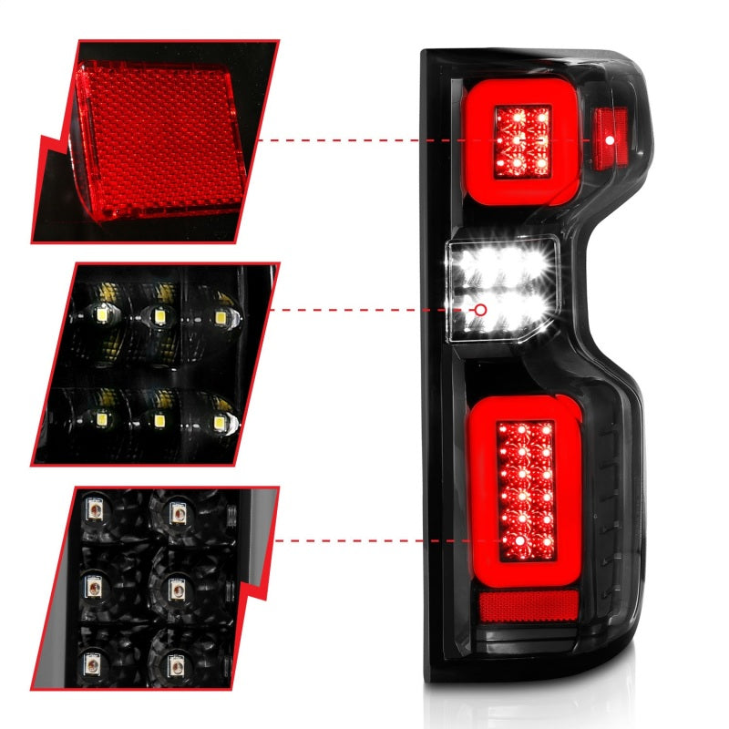 ANZO 311414 19-21 Chevy Silverado Full LED Taillights Black Housing Clear Lens G2 (w/C light Bars)