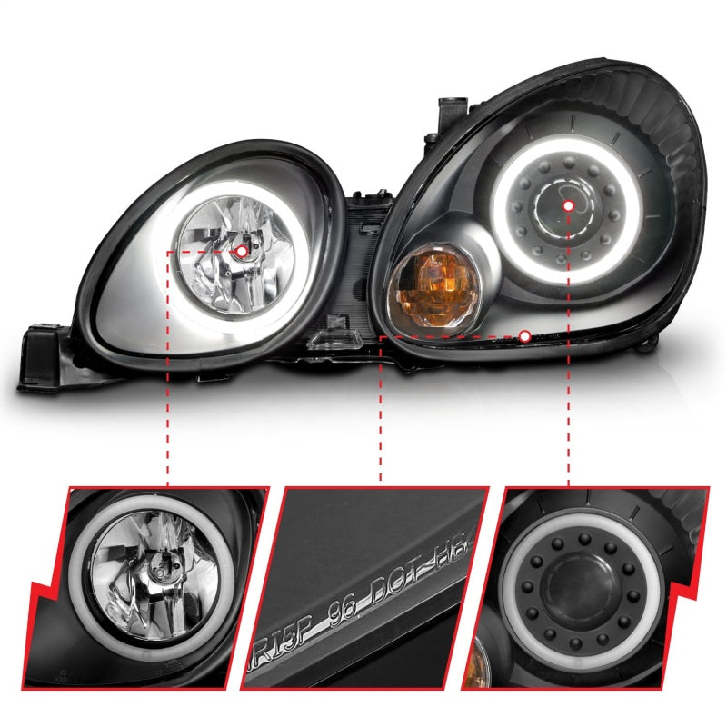 ANZO 121144 1998-2005 Lexus Gs300 Projector Headlights w/ Halo Black