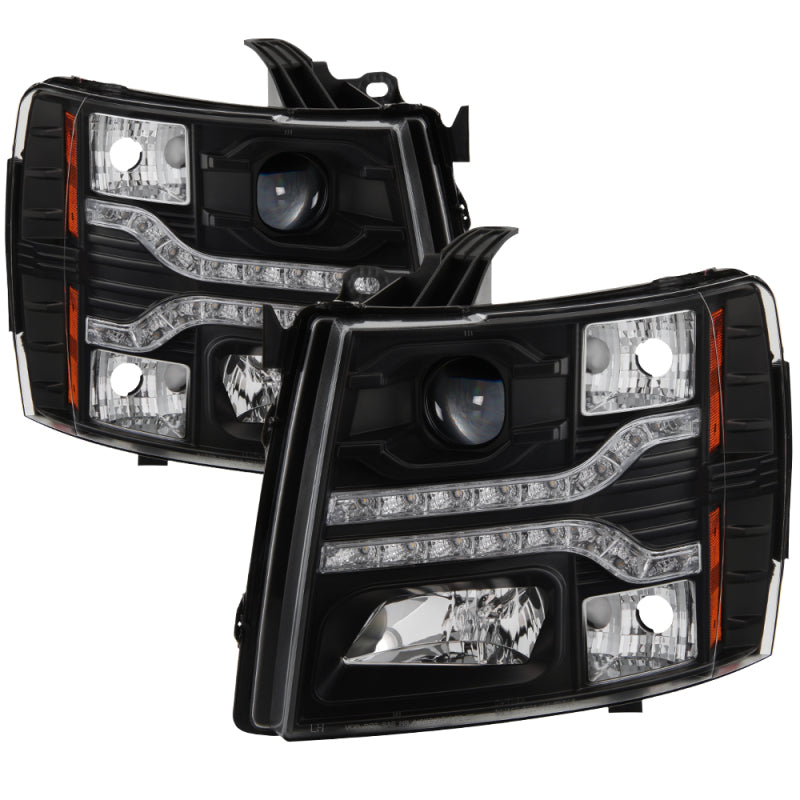SPYDER 5083524 Spyder Chevy Silverado 1500 07-13 V2 Projector Headlights - LED DRL - Black PRO-YD-CS07V2-DRL-BK