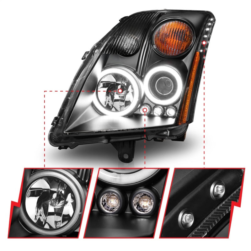 ANZO 121276 2007-2012 Nissan Sentra Projector Headlights Black