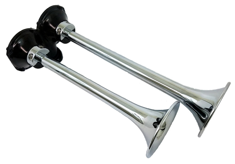 Kleinn Air Horns 401 Kleinn Chrome Roof Mount Dual Horn/ 13.5In/11.5In - Chrome-Plated Spun Copper