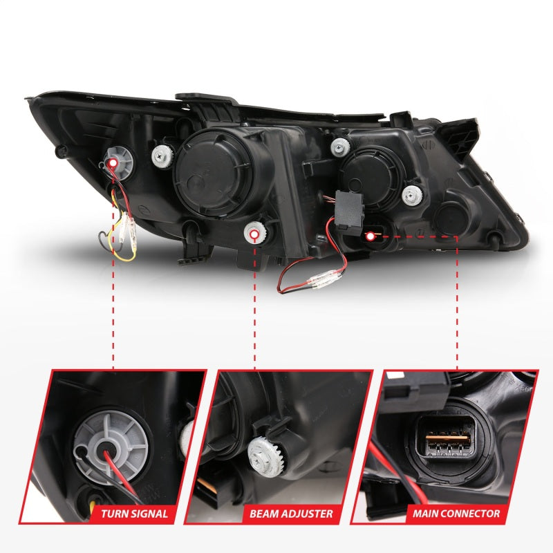 ANZO 121460 2011-2013 Kia Optima Projector Headlights w/ Halo Black (CCFL)