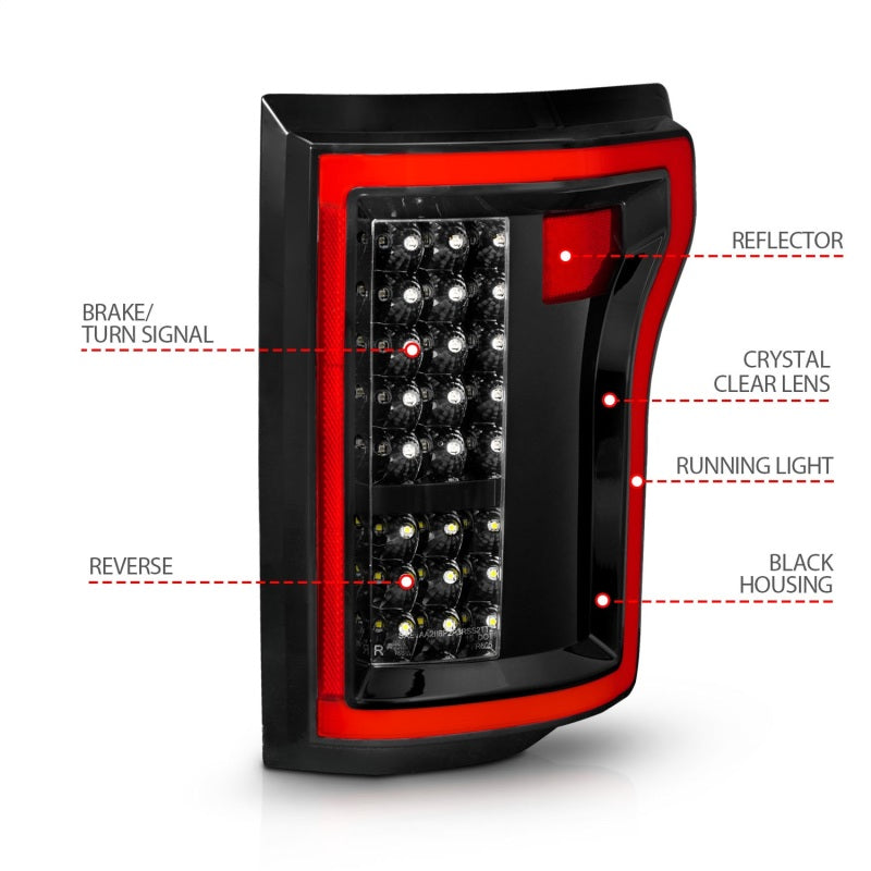 ANZO 311261 2015-2016 Ford F-150 LED Taillights Black