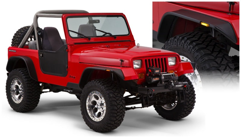 Bushwacker 10924-07 87-95 Jeep Wrangler Flat Style Flares 4pc Excludes Renegade - Black