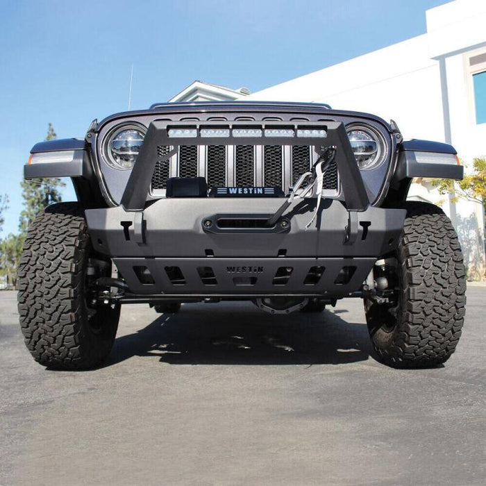 Westin 59-80095 18-19 Jeep Wrangler JL Front Bumper Skid Plate - Textured Black