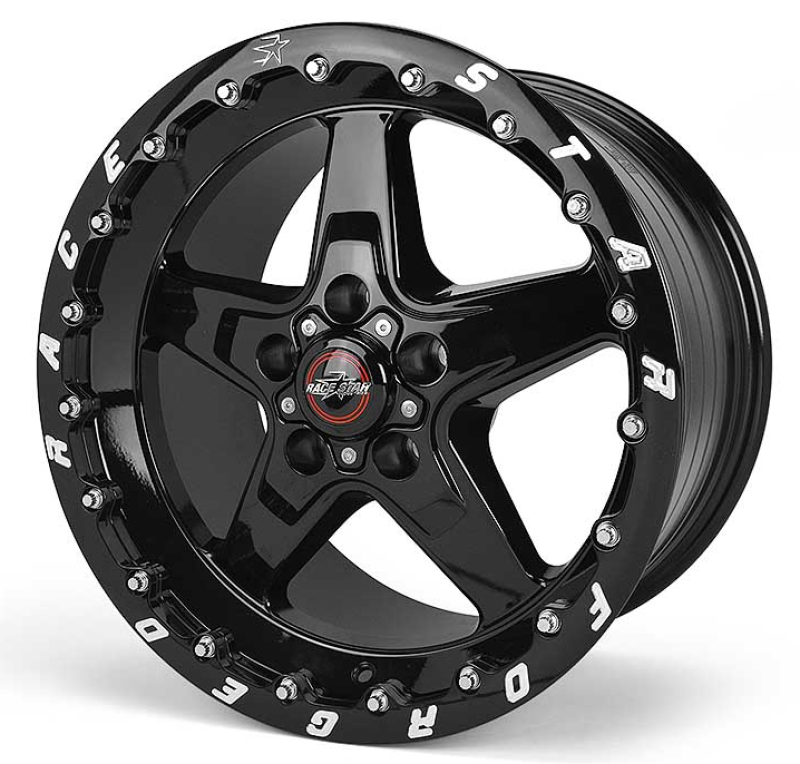 Race Star 92-705154SB 92 Drag Star Bracket Racer 17x10.5 5x4.50BC 7.6BS Gloss Black Wheel - Single Bead Lock
