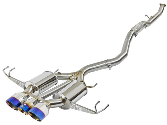 aFe 49-36616-L Takeda 3in 304 SS Cat-Back Exhaust w/ Blue Flame Tips 2017+ Honda Civic Type R I4 2.0L (t)