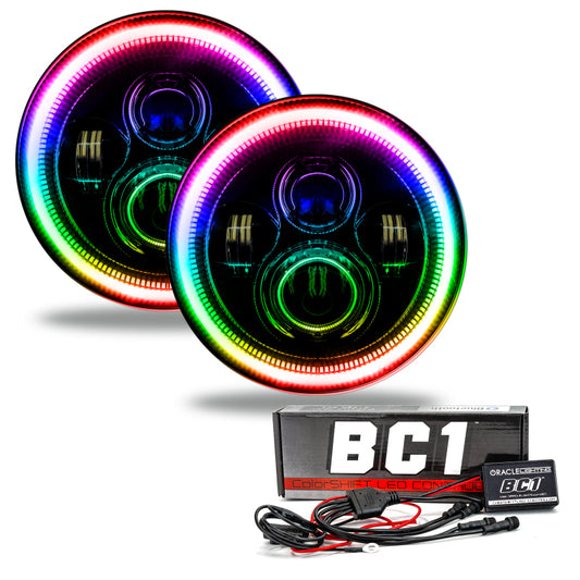 ORACLE Lighting 5769-335 Oracle 7in High Powered LED Headlights - Black Bezel - ColorSHIFT - BC1