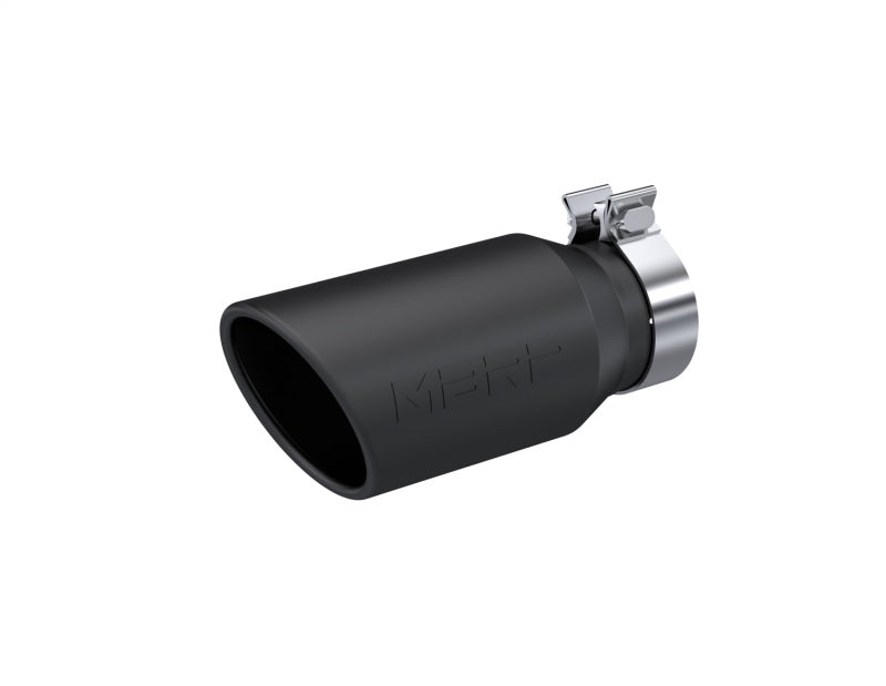 MBRP T5196BLK Universal Tip 4.5in OD / 3.2in Inlet / 10in Length / Angled Cut Rolled End - Black