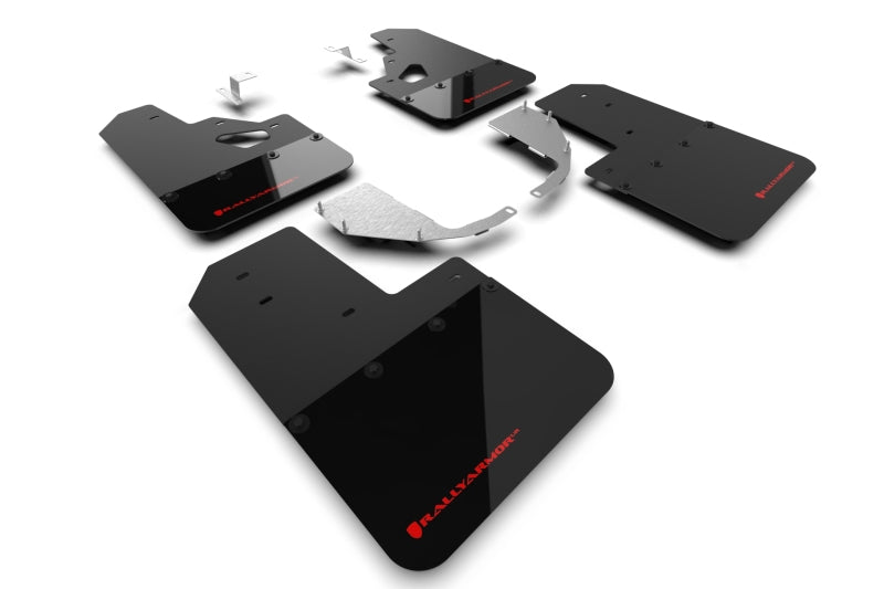 Rally Armor MF85-RR-ST-RD 21-25 Ford Bronco (Steel Bmpr + RR - NO Rptr/Sprt) Blk Mud Flap w/Red Logo
