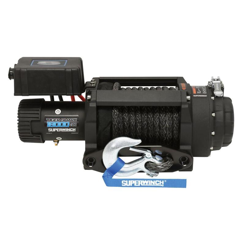 Superwinch 1518001 18000 LBS 12V DC 33/64in x 79 ft Synthetic Rope Tiger Shark 18000SR Winch