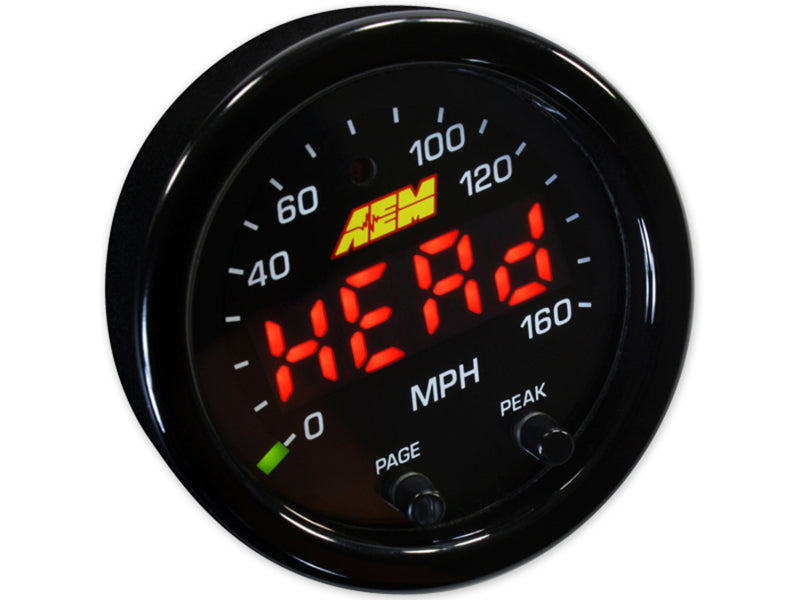 AEM 30-0313 X-Series 0-160 MPH Black Bezel w/ Black Face GPS Speedometer Gauge