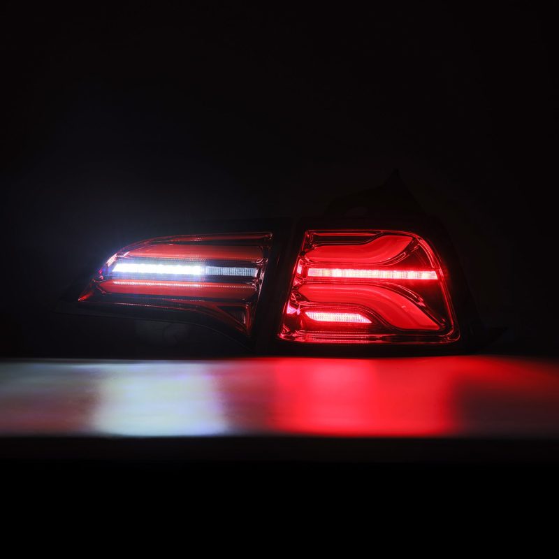 AlphaRex 601020 17-22 Tesla Model 3 PRO-Series LED Tail Lights Red Smoke w/Seq Sig