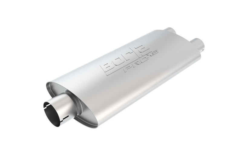 Borla 400485 Universal Center/Dual Oval 2.5in In/Dual 2.5in Out 19in x 4in x 9.5in Notched PRO-XS Muffler