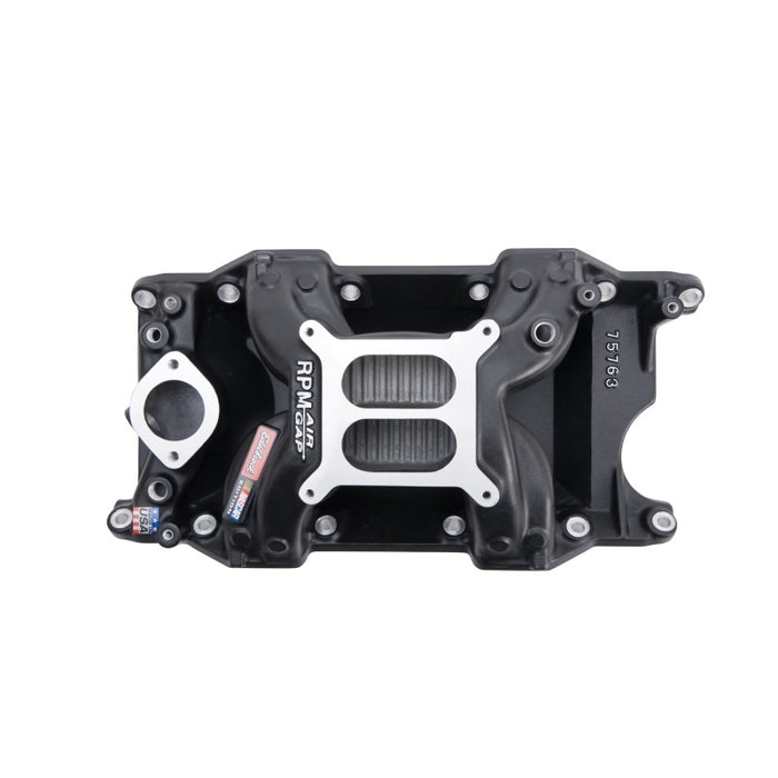 Edelbrock EDE75763 SBM Performer RPM A/G Manifold - Black Finish