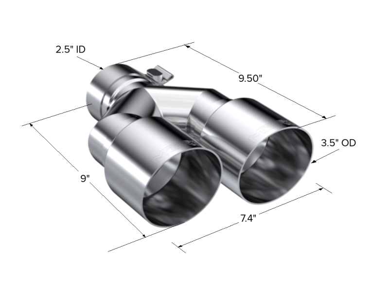 MBRP T5171 Universal T304 SS Dual Tip 3.5in OD/2.5in Inlet