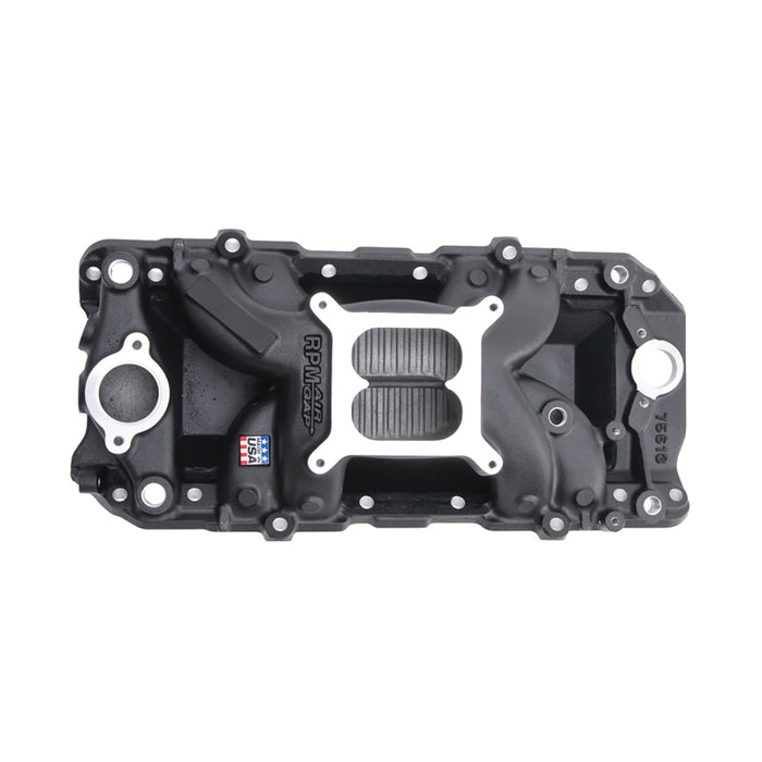 Edelbrock EDE75613 BBC Performer RPM A/G Manifold - O/P- Black