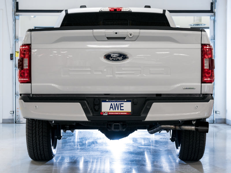 AWE Tuning 3015-23059 AWE 21+ Ford F150 Dual Side Exit Cat-Back Exhaust - 4.5in Diamond Black Tips *For Stock Y-Pipe Only