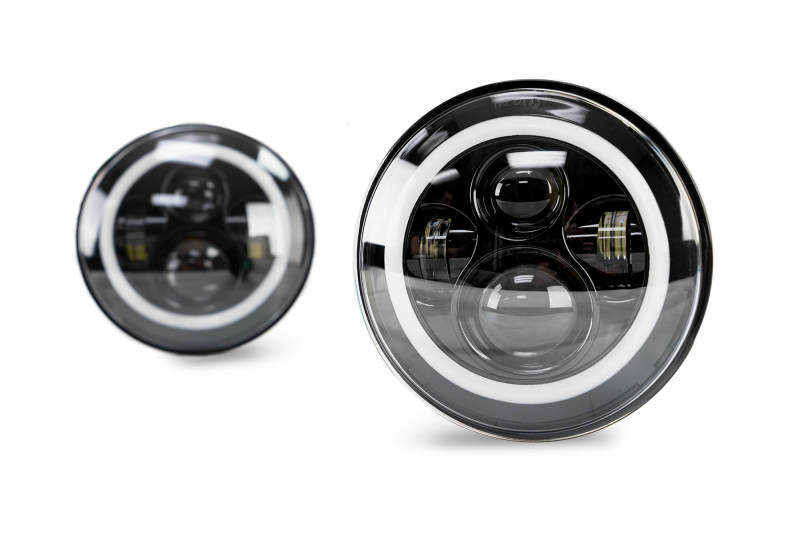 DV8 Offroad HL7JK-02 07-18 Jeep Wrangler JK LED Projector Headlights w/ Angel Eyes