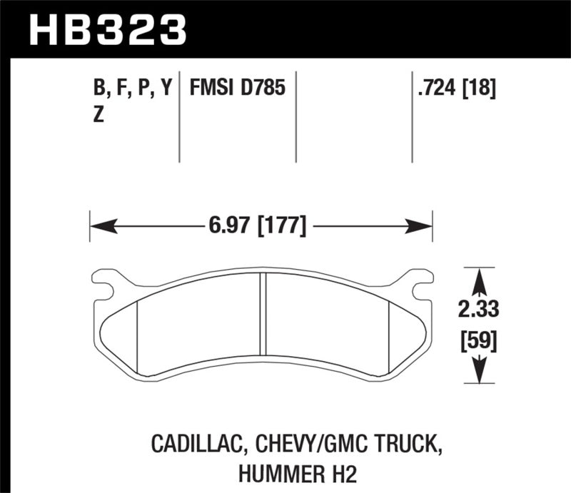 Hawk Performance HB323P.724 Hawk 06 Chevy Avalanche 2500 / GMC Truck / Hummer Super Duty Street Rear Brake Pads