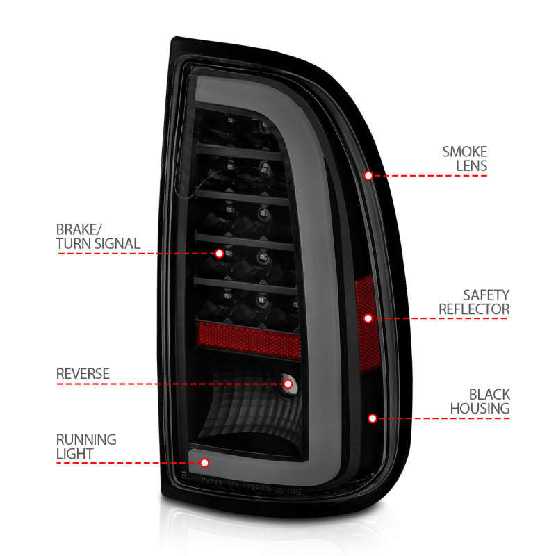 ANZO 311412 00-06 Toyota Tundra (Std. Bed/Reg Cab) LED Taillights w/Light Bar Black Housing Smoke Lens