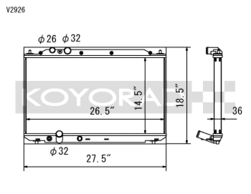 Koyo V2926 06-11 Honda Civic Si 2.0L Coupe/Sedan (MT) Radiator