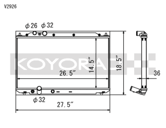 Koyo V2926 06-11 Honda Civic Si 2.0L Coupe/Sedan (MT) Radiator