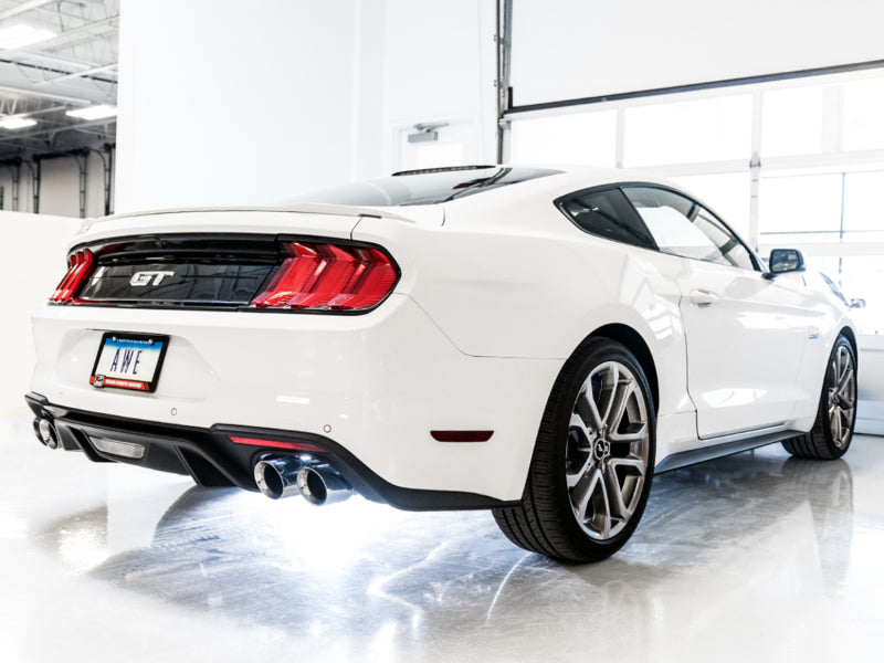 AWE Tuning 3015-42102 2018+ Ford Mustang GT (S550) Cat-back Exhaust - Touring Edition (Quad Chrome Silver Tips)