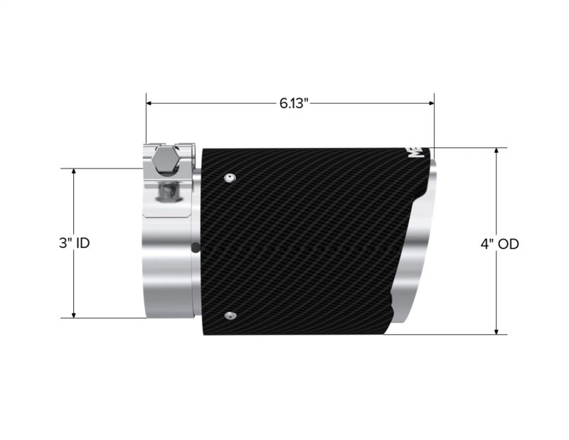 MBRP T5188CF Universal Carbon Fiber Tip 3in ID / 4in OD Out / 6.13in Length Angle Cut Dual Wall