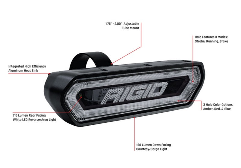 Rigid Industries 90122 Chase Tail Light Kit w/ Mounting Bracket - Amber