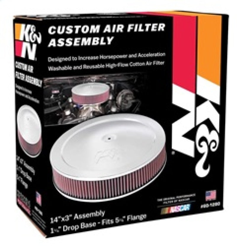 K&N Engineering 60-1280 K&N 14in Red Custom Air Cleaner Assembly - 5.125in ID x 14in OD x 2.75in H x 1.25in Drop Base